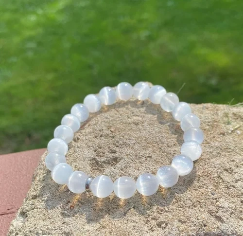 Selenite bracelet promoting purification, higher awareness, and inner peace