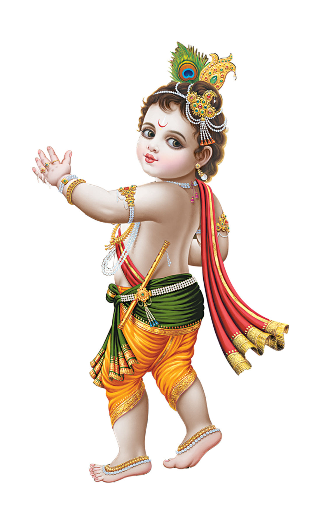 Divine Radiance: One Touch Gift PVC Vinyl 3D Big Size Lord Krishna Wall Stickers