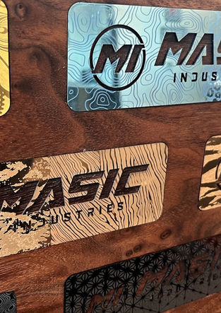 Laser Marked PVD Finishes on Walnut Display
