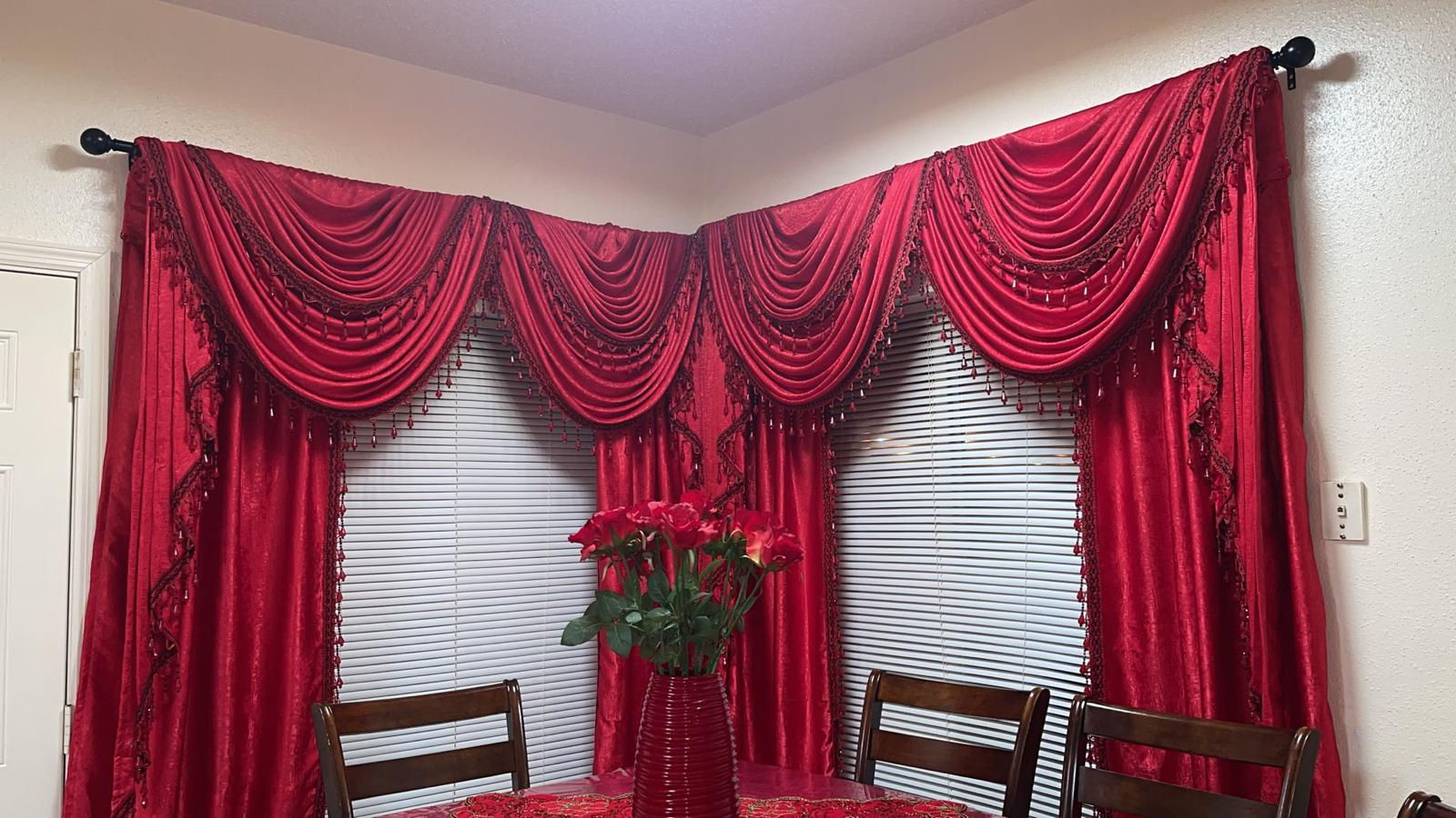 burgundy swag curtain