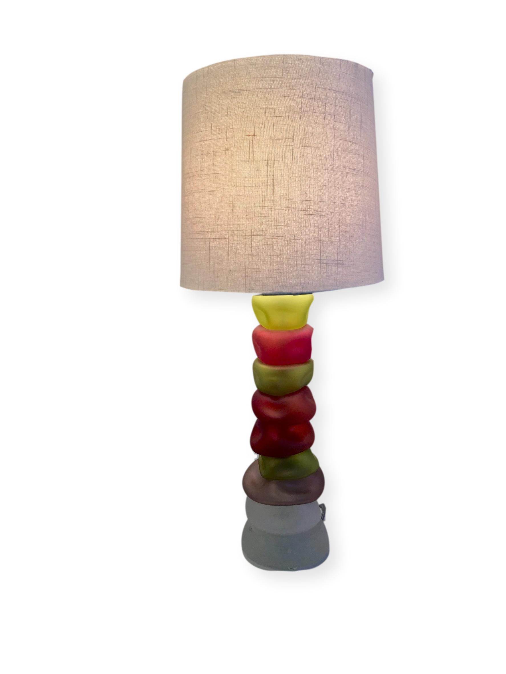 Sunset River Rock Stacked Sculptural Table Lamp In Warm Tones