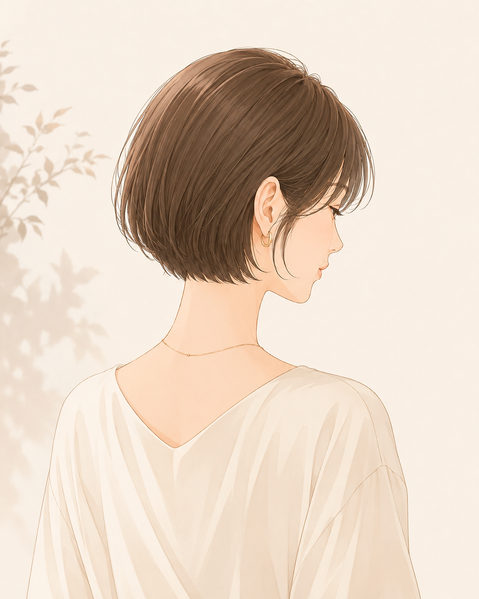 アトリエ リブコ 美容室で仕上げたショートボブの女性のイラスト