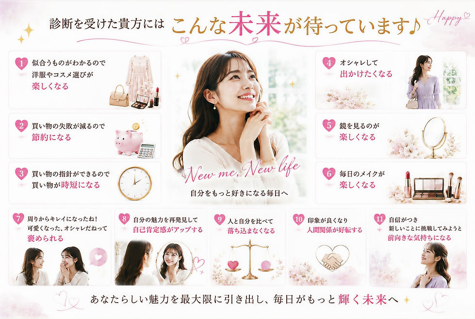 ラピス認定16タイプパーソナルカラー診断 12分類骨格診断 顔タイプ診断 メイクレッスン ショッピング同行 岡山・倉敷 brand new day