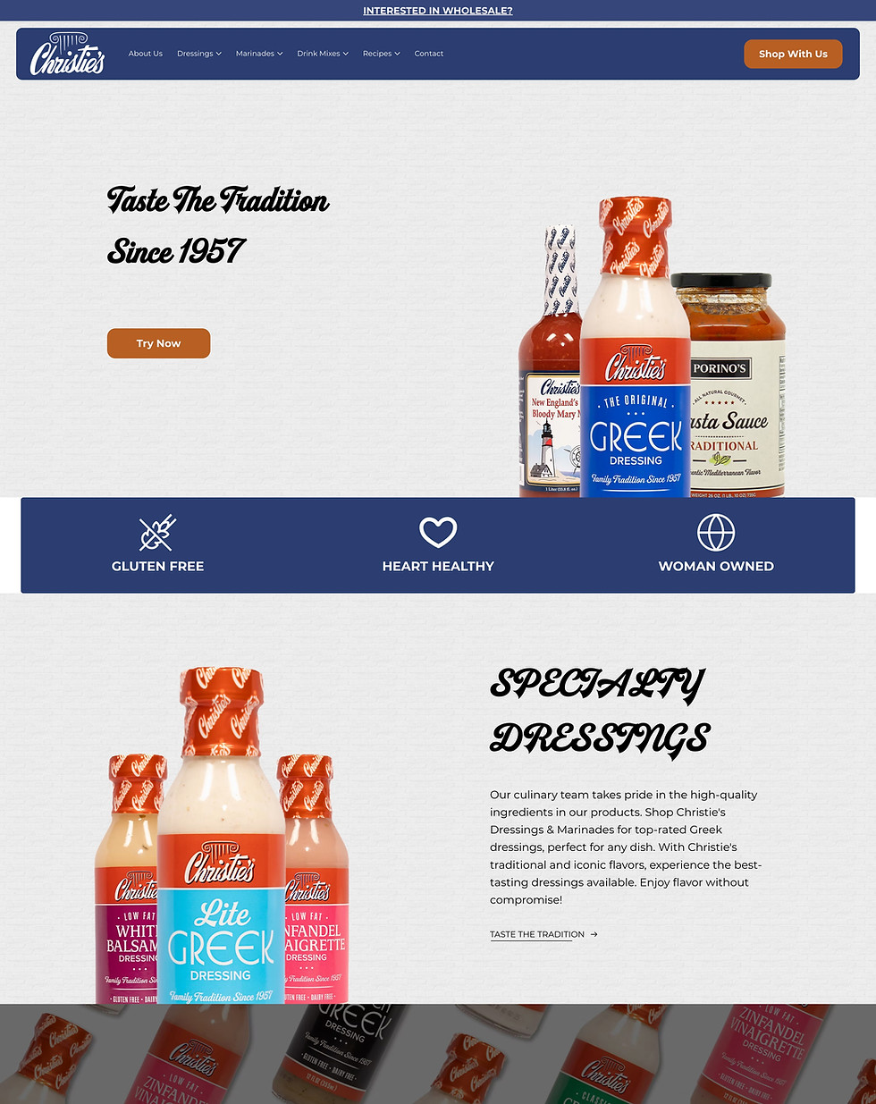 Christie's Dressings Website Capture
