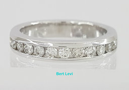 0.36 ct 14K White Gold Round Cut Diamond Channel Set Wedding Band Ring 3.5 mm