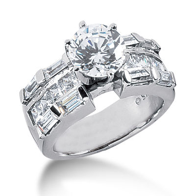 Ladies 14KT White Gold Platinum Fancy Engagement Ring ENR1336