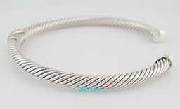 David Yurman X Classic Diamond Cable Station Bracelet Silver 16.3 Grams Rtl $895