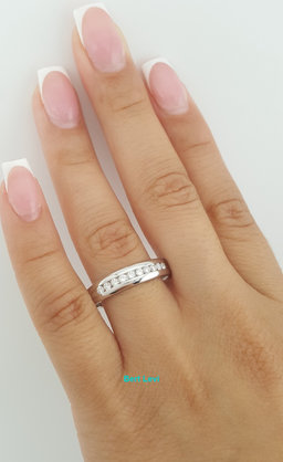 Round Brilliant Diamond Channel Set Wedding Band Ring 0.33 ct 14k White Gold 5mm
