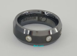 Benchmark CF97601TG 0.2 ct 3 Round Cut Diamond Beveled Edge Tungsten Band 7 mm
