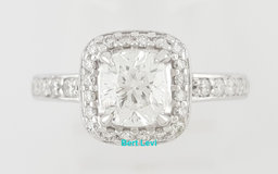 Helzberg Cushion Brilliant Diamond Halo Engagement Ring 1.46 ct 14k White Gold