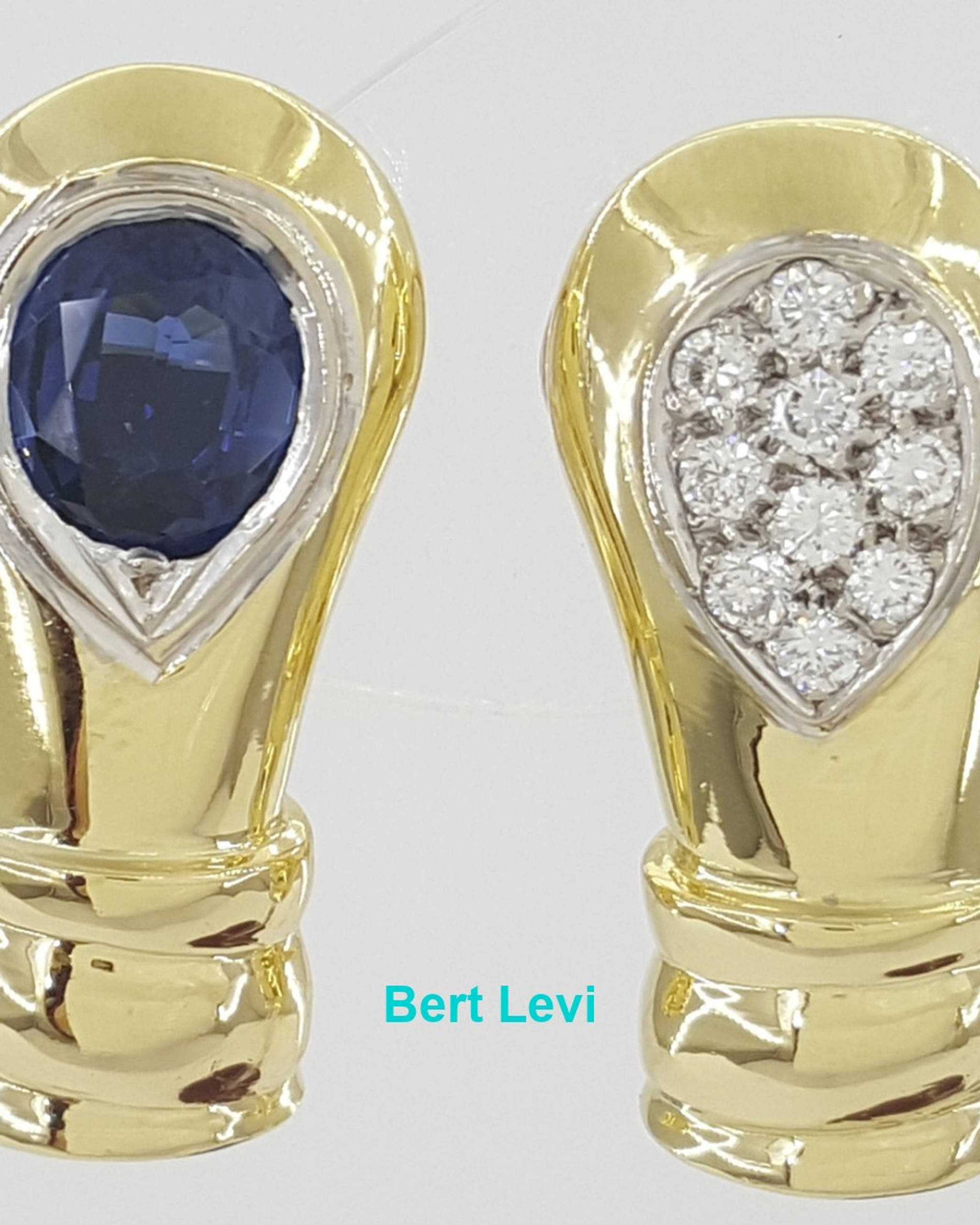 Pablo Sapphire & Diamond Vintage Earrings 1.7 ct 18K Gold 16.3 Grams