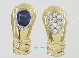 Pablo Sapphire & Diamond Vintage Earrings 1.7 ct 18K Gold 16.3 Grams