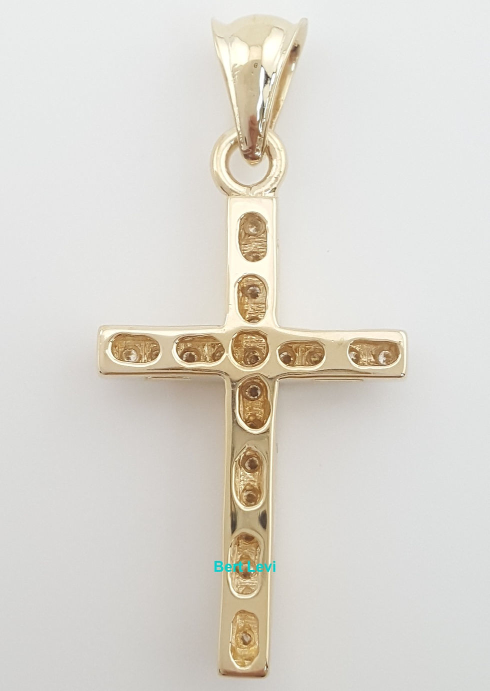 Thumbnail: Round Brilliant Diamond Cross Pendant 14k Yellow Gold 0.7 ct 1.8" 7.3 grams