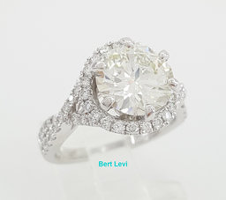 Round Diamond Crossover Halo Engagement Ring 3.62 ct 14K White Retail $43,500
