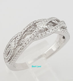 Neil Lane Round Diamond Crossover Wedding Band Ring 0.5 ct 14k White Gold