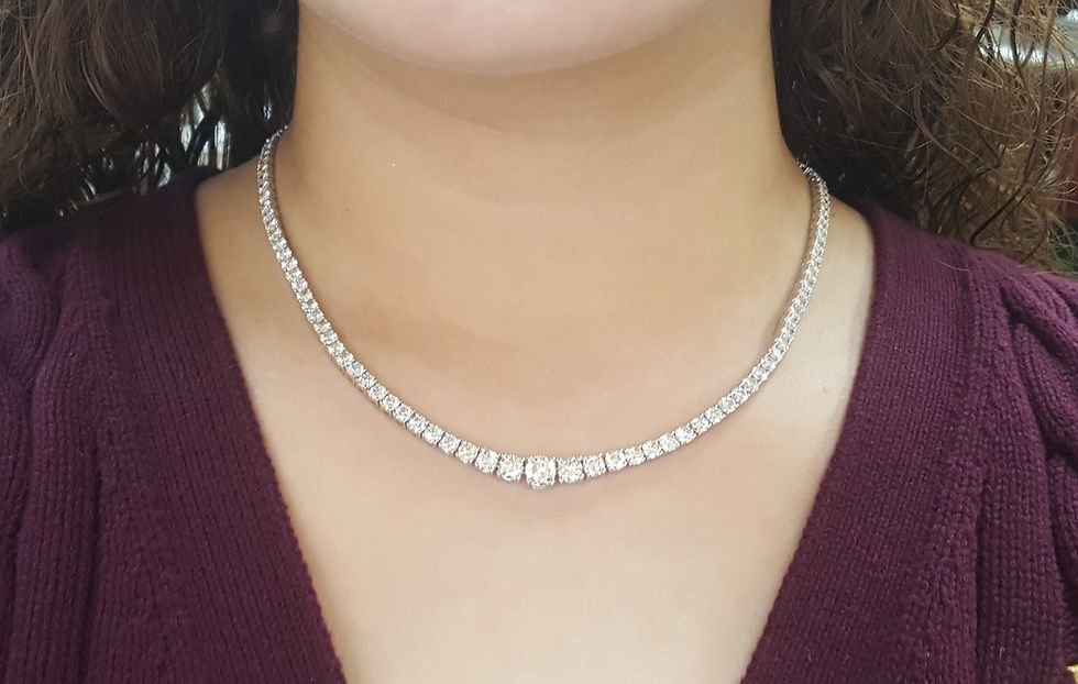 Thumbnail: Round Diamond Riviera Tennis Necklace 15.6 ct Platinum 40.5 Grams 17" Rtl $45K