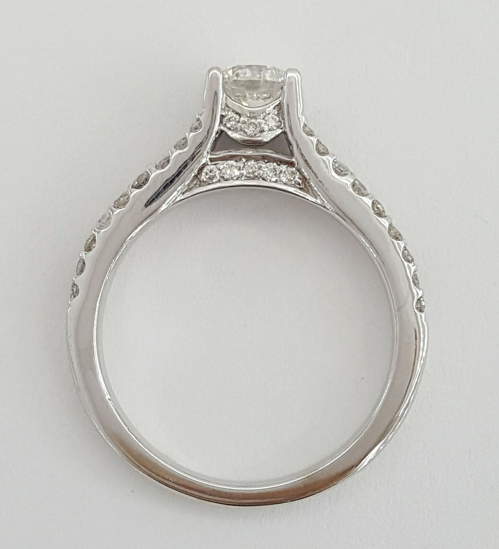 Thumbnail: Round Diamond Engagement Ring Set 1 ct 18K White Gold Rtl $3,995 Size 7