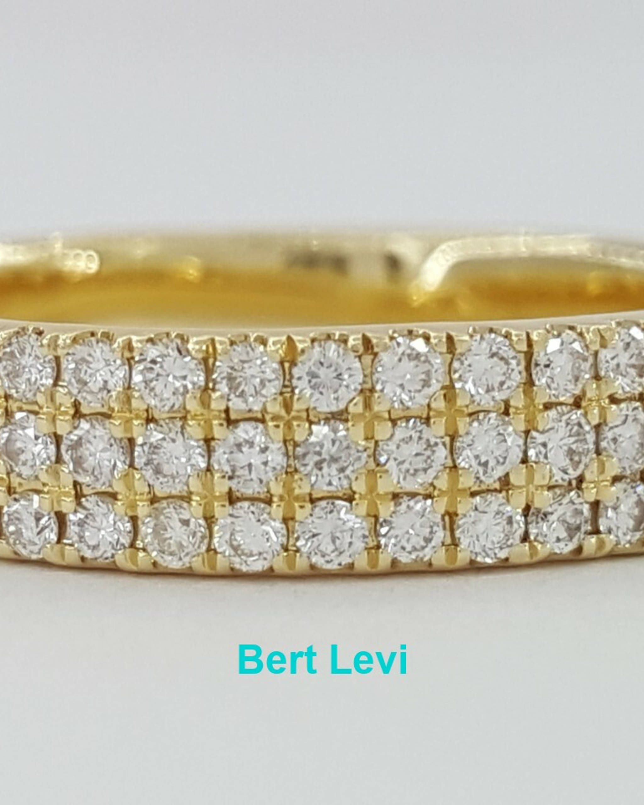0.57 ct 3 Three Row Diamond Pave Half Circle Wedding Anniv. Ring 14k Gold Sz 6