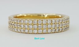 0.57 ct 3 Three Row Diamond Pave Half Circle Wedding Anniv. Ring 14k Gold Sz 6
