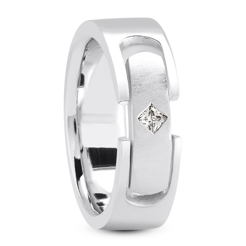 Ladies 14KT White Gold Platinum Traditional Wedding Band DB1203-8-PR