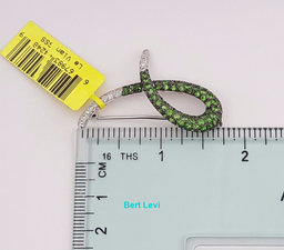 LeVian Le Vian Round Cut Diamond & Tsavorite Garnet Brooch Pin 18K W Gold 3.1 ct
