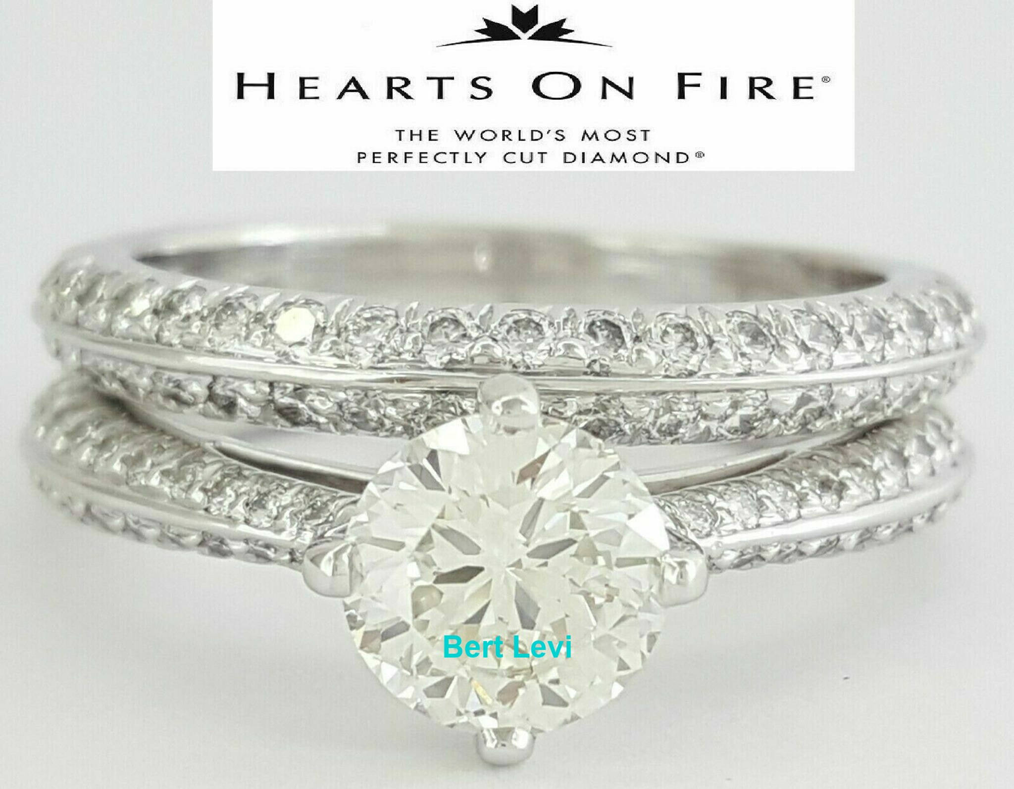 HOF Hearts on Fire Felicity Round Diamond Semi-Mount Ring 1.12 ct 18K Gold Set
