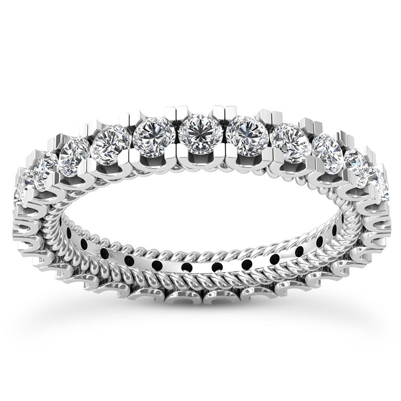 Ladies 14KT White Gold Platinum Round Diamond Eternity Wedding Band EWB547-10-4
