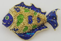 Vintage Tiffany & Co Donald Claflin Fish Brooch 18k Yellow Gold Enamel 1960s