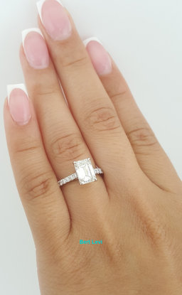 Emerald Cut Diamond French Pave Engagement Ring 2.16 ct Platinum Retail $18K