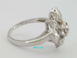 1/3 ct Vintage Art Deco 14K White Gold Old European & Single Cut Engagement Ring