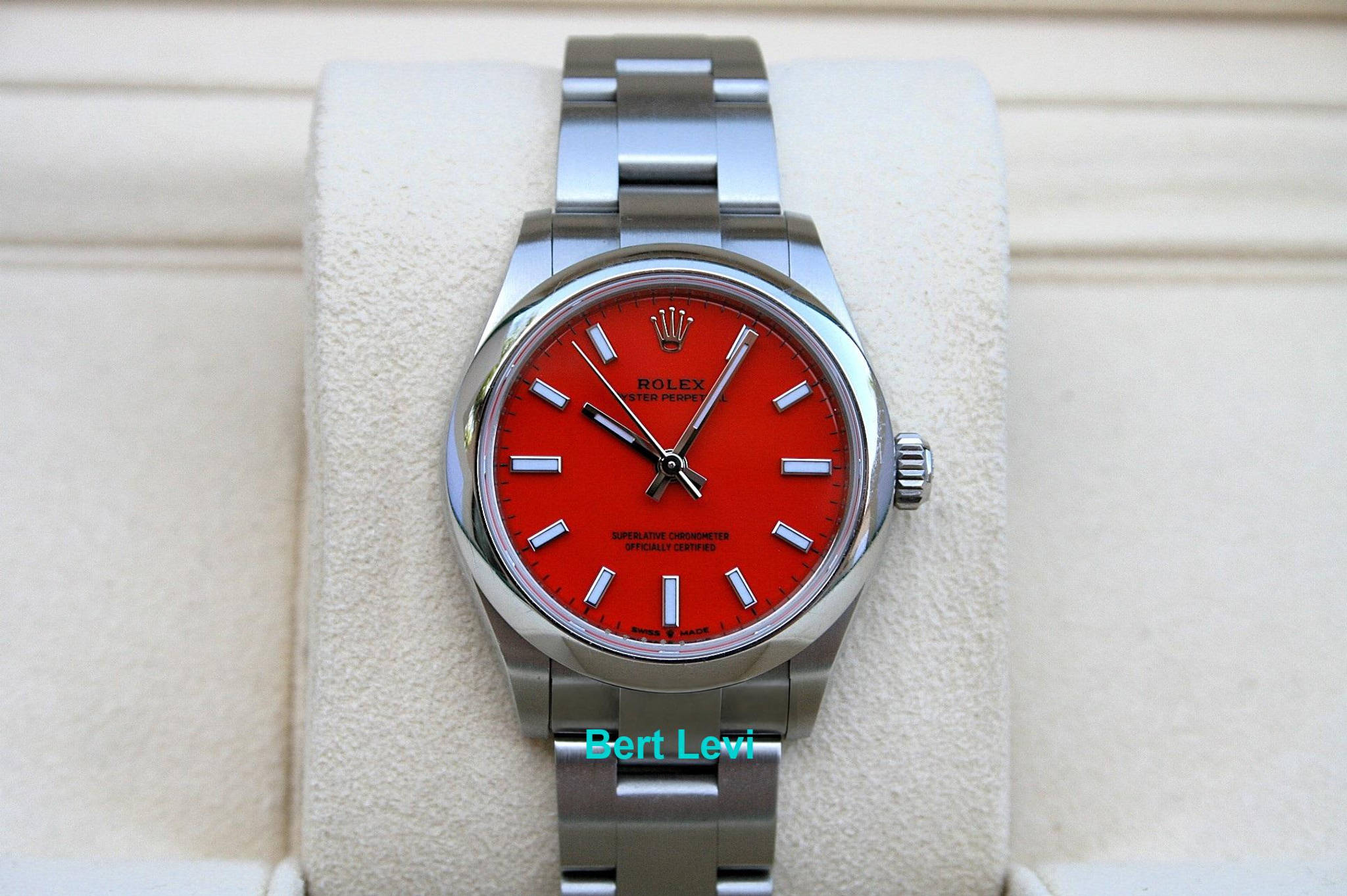 ROLEX 277200 OYSTER PERPETUAL WATCH 31MM RED CORAL DIAL