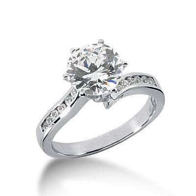 Ladies 14KT White Gold Platinum Fancy Engagement Ring ENR1177