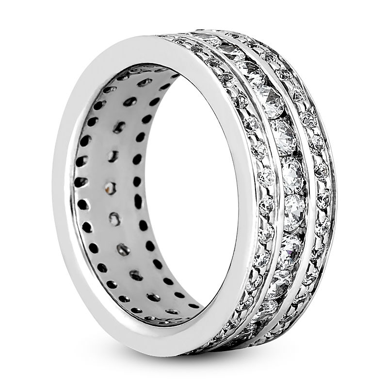 Thumbnail: Ladies 14KT White Gold Platinum Eternity Wedding Band EWB442-4