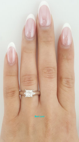 Tolkowsky Princess Ideal Cut Diamond Solitaire Engagement Ring 0.95ct 14k W Gold