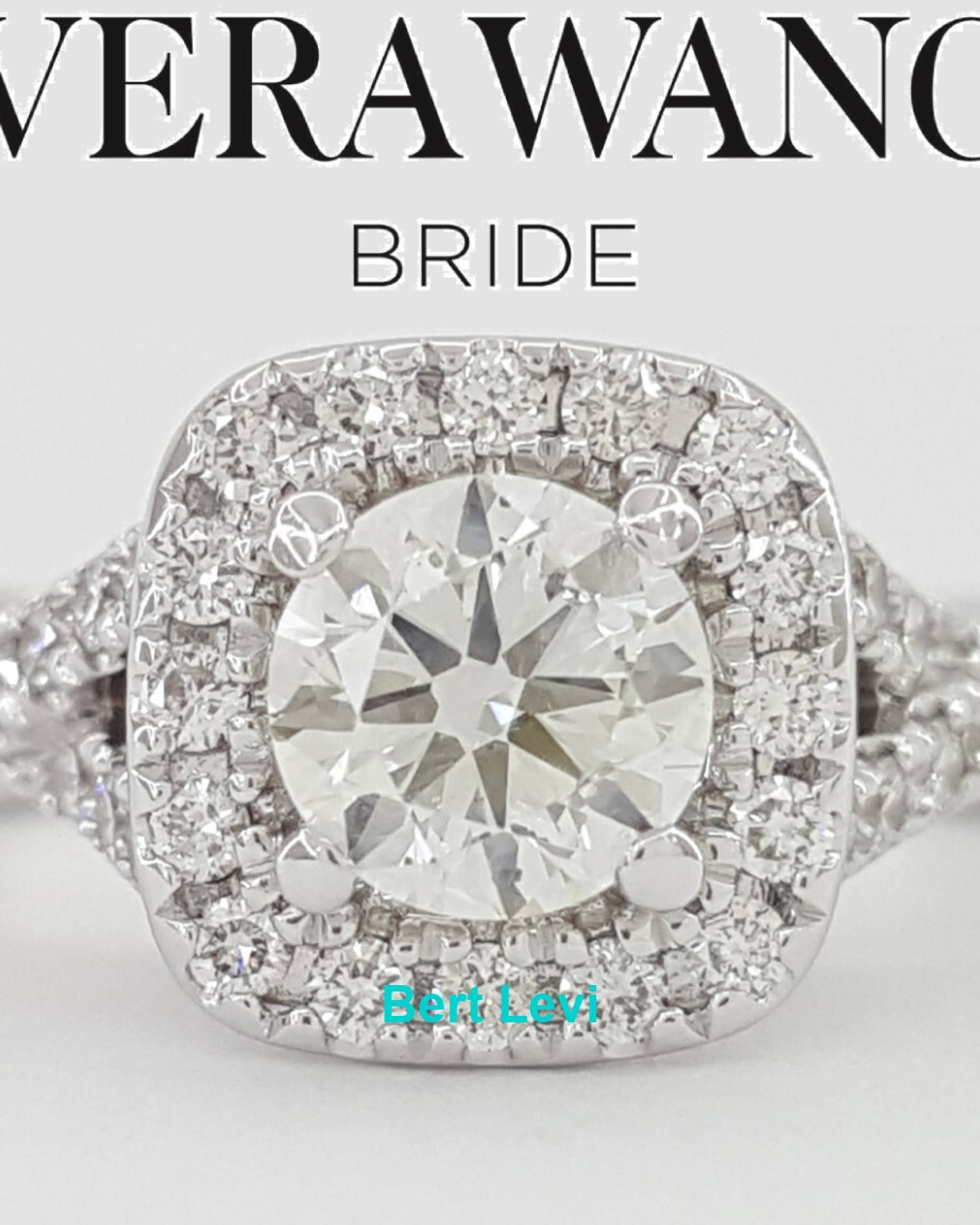 Vera Wang Love Round Diamond Halo Crossover Engagement Ring 1 ct 14k White Gold