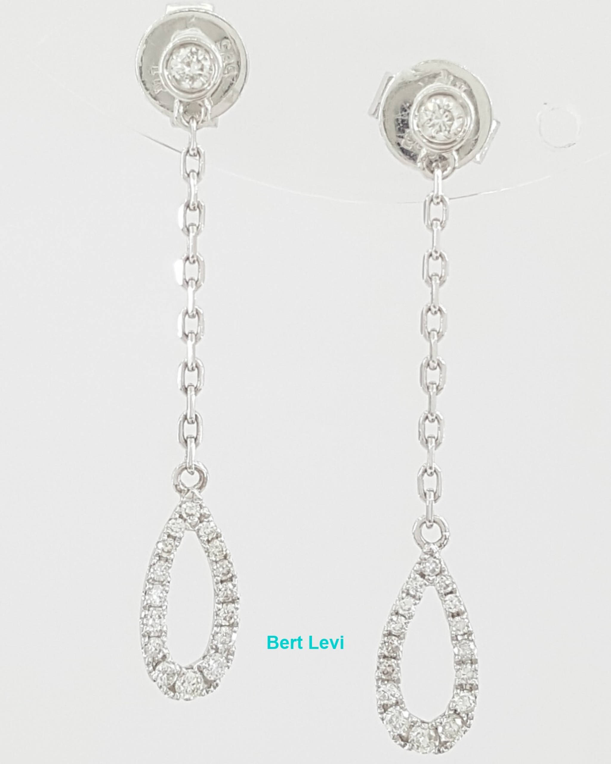 Diamond Drop Dangle Pear Shaped Earrings 0.25 ct 14K White Gold