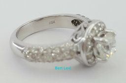 Round Brilliant Cut Halo Pave Diamond Engagement Ring 1.8 ct 14k White Gold GIA