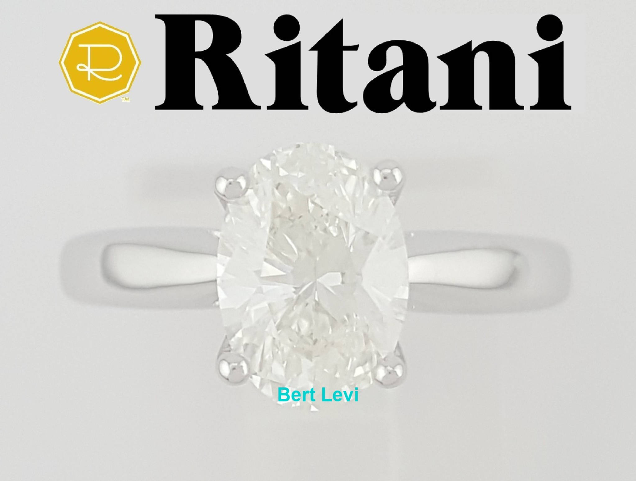 Ritani Oval Diamond Solitaire Engagement Ring 1.69 ct 18k Plat Retail $10,450
