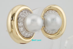 Vintage David Webb Pearl & Diamond Clip-On Earrings 2.3 ct 18K & Platinum