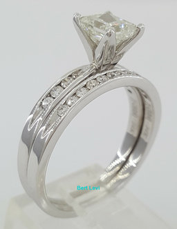 1.33 ct 14K White Gold Princess Diamond Engagement Ring Wedding Set Rtl $7000