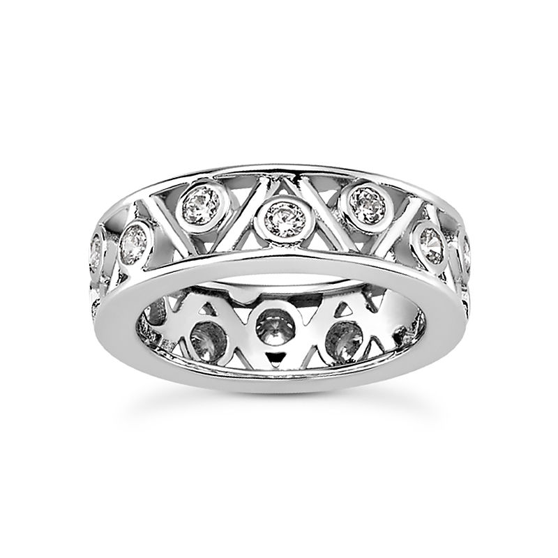 Ladies 14KT White Gold Platinum Eternity Wedding Band EWB195-4