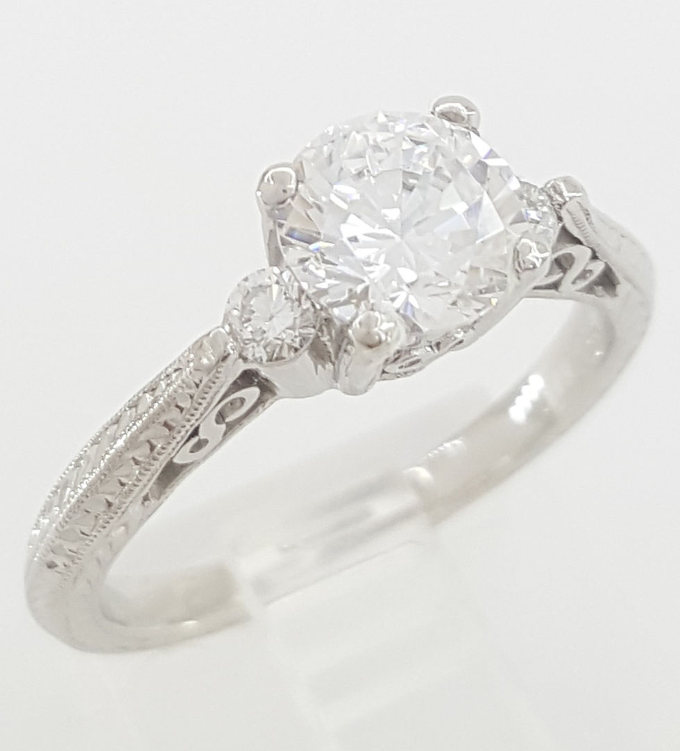 Thumbnail: Tacori Round Semi-Mount Three Stone Engagement Ring 0.15 ct Platinum Rt $3,360