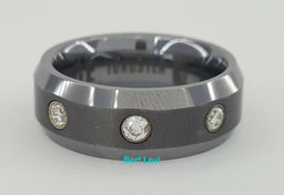 Benchmark CF97601TG 0.2 ct 3 Round Cut Diamond Beveled Edge Tungsten Band 7 mm