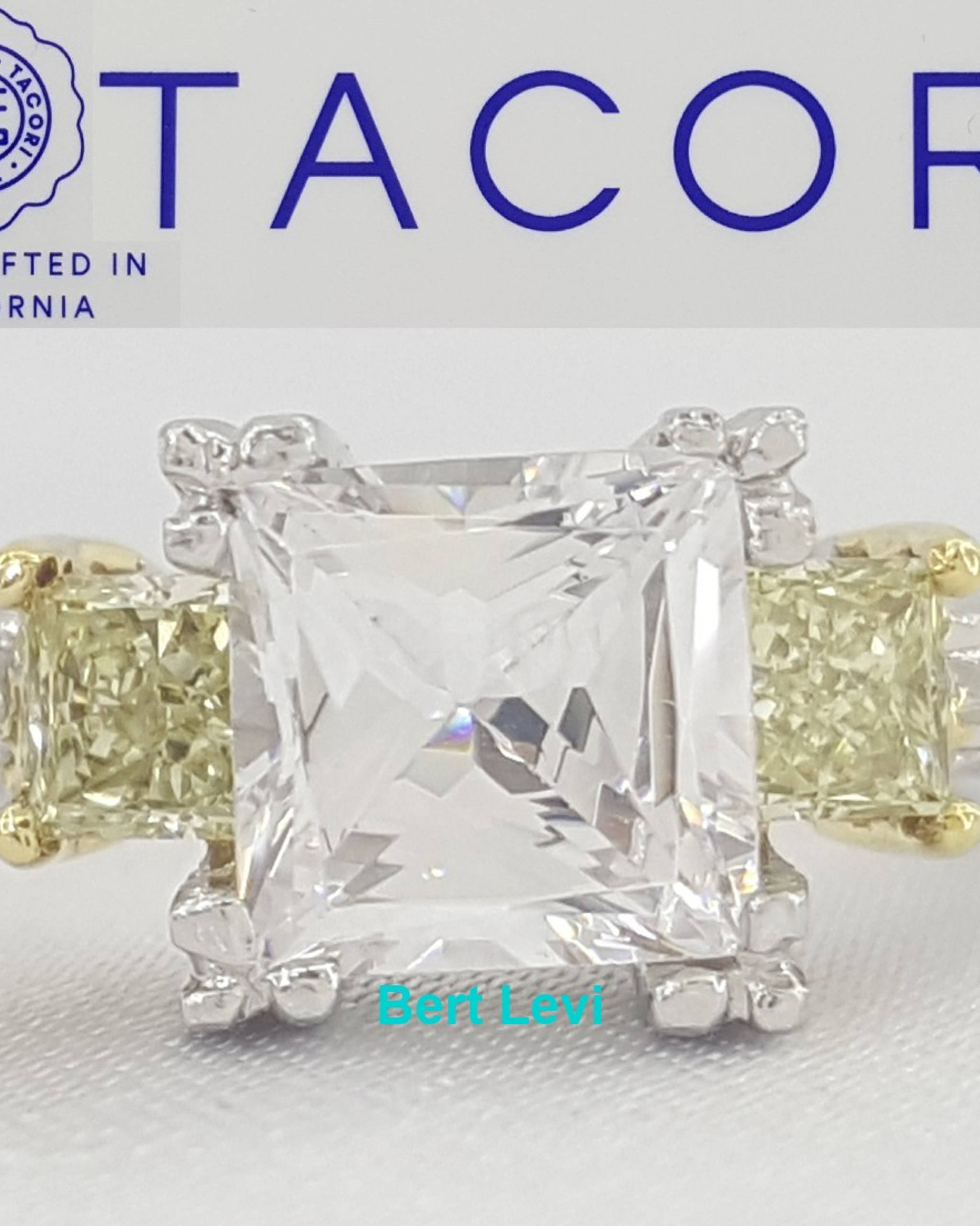 Tacori 3 Stone Princess Semi-Mount Engagement Ring 0.48 ct Plat & 18k Rtl $8,270