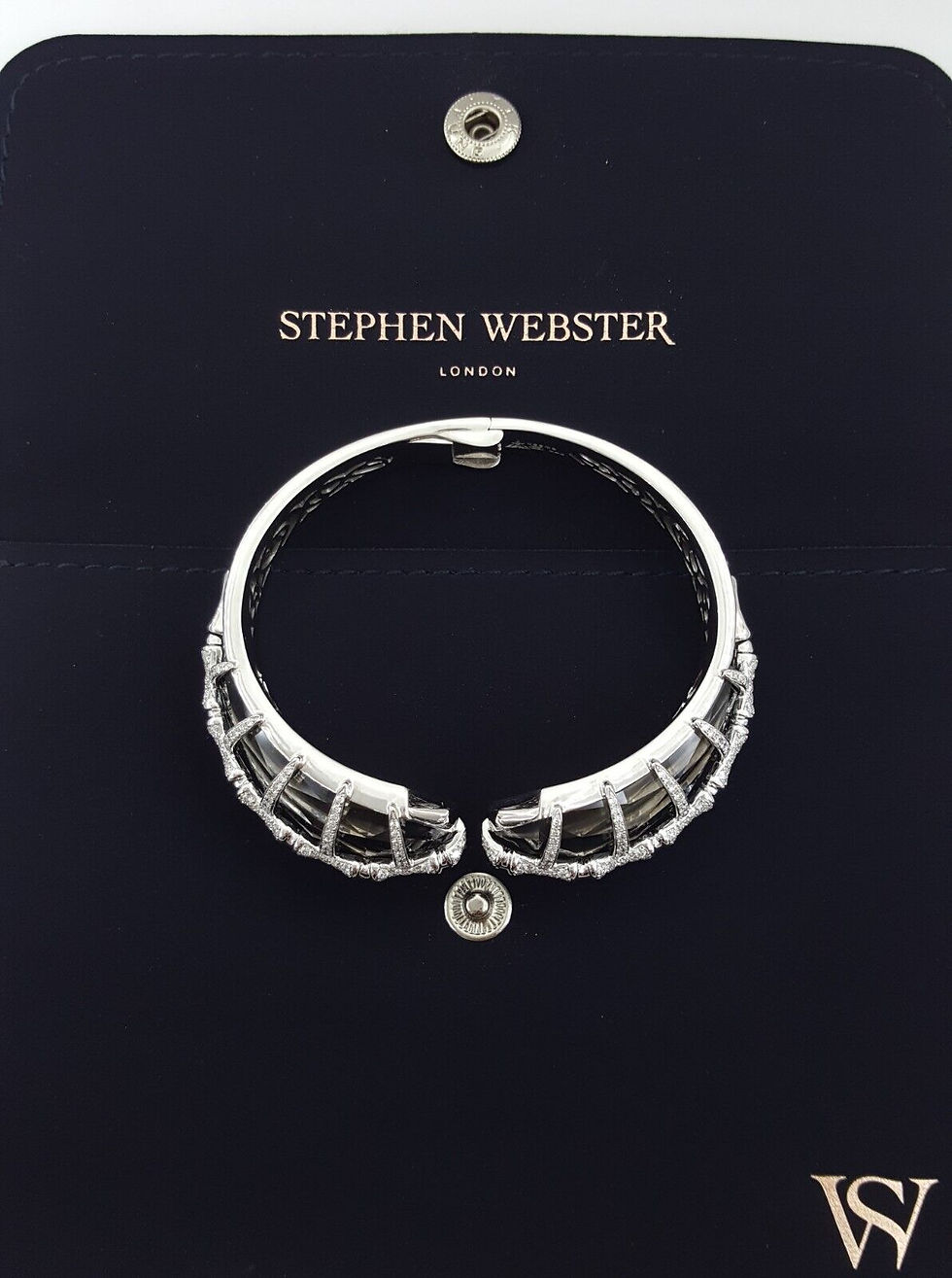 Thumbnail: Stephen Webster Verne Sushi Hematite Diamond Bangle Bracelet 18K W Gold 2.1 ct