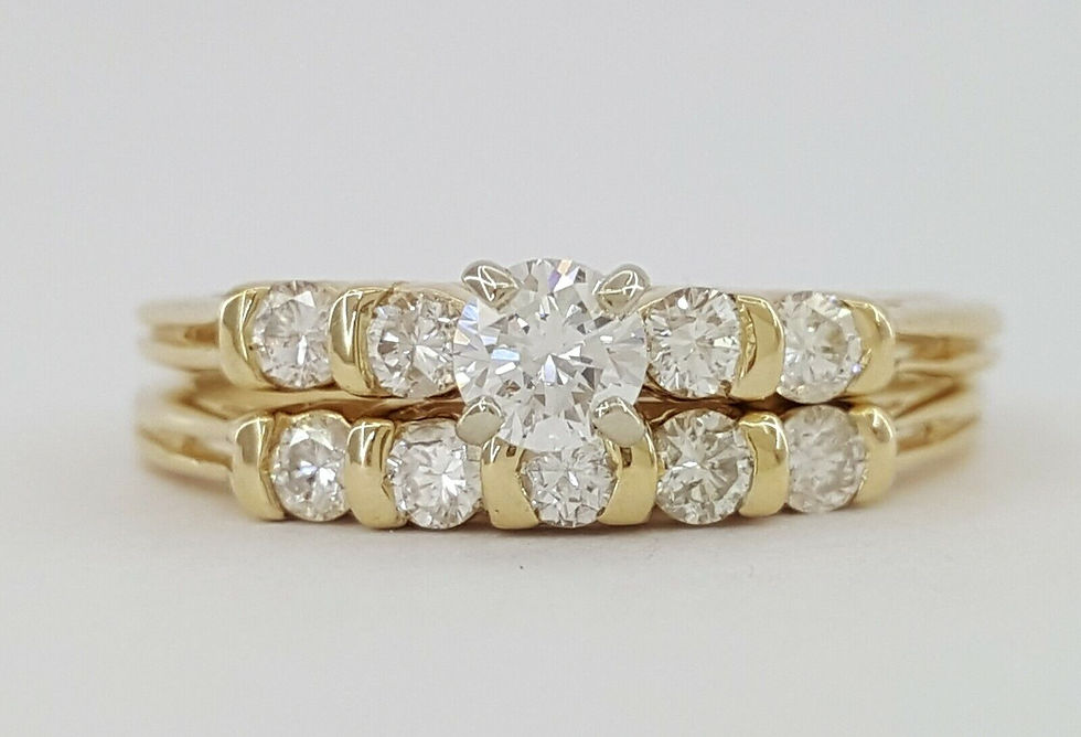 0.60 ct 14K Yellow Gold 5 Five-Stone Round Cut Diamond Engagement Ring Set