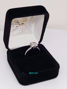 0.55 ct Antique Vintage 14K White Gold Transitional Cut Diamond Engagement Ring