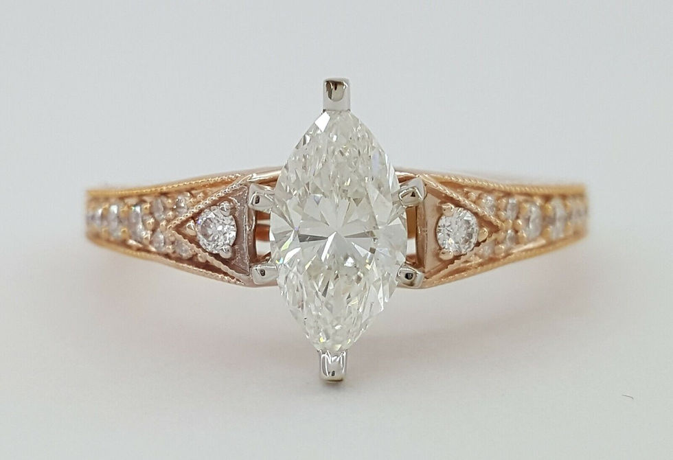Marquise Cut Diamond Engagement Ring 1.3 ct 14K Rose Gold GIA Retail $7,000