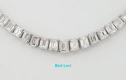 Emerald Cut Diamond Line Riviera Tennis Necklace 24.05 ct 18" 14kw Gold Rtl $75K