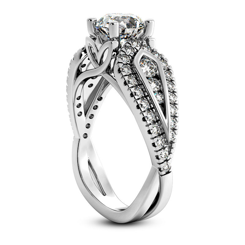 Thumbnail: Ladies 14KT White Gold Platinum Fancy Engagement Ring ENR9564-1